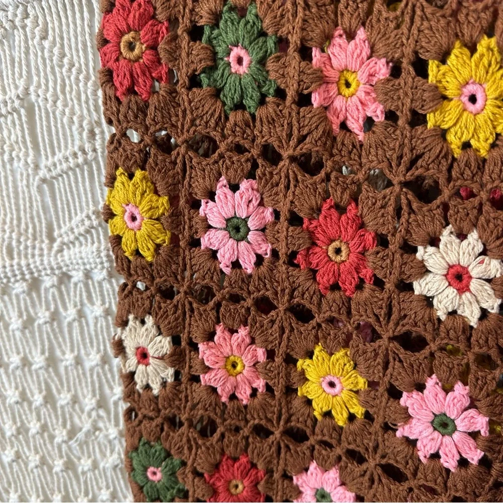 Vintage Brown Floral Crochet Sweater Set - Picture 13 of 16